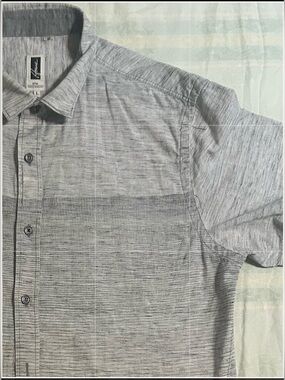 Howe #65 Creative Workwear Gray Short-Sleeve Casual Button-Down Shirt EUC L